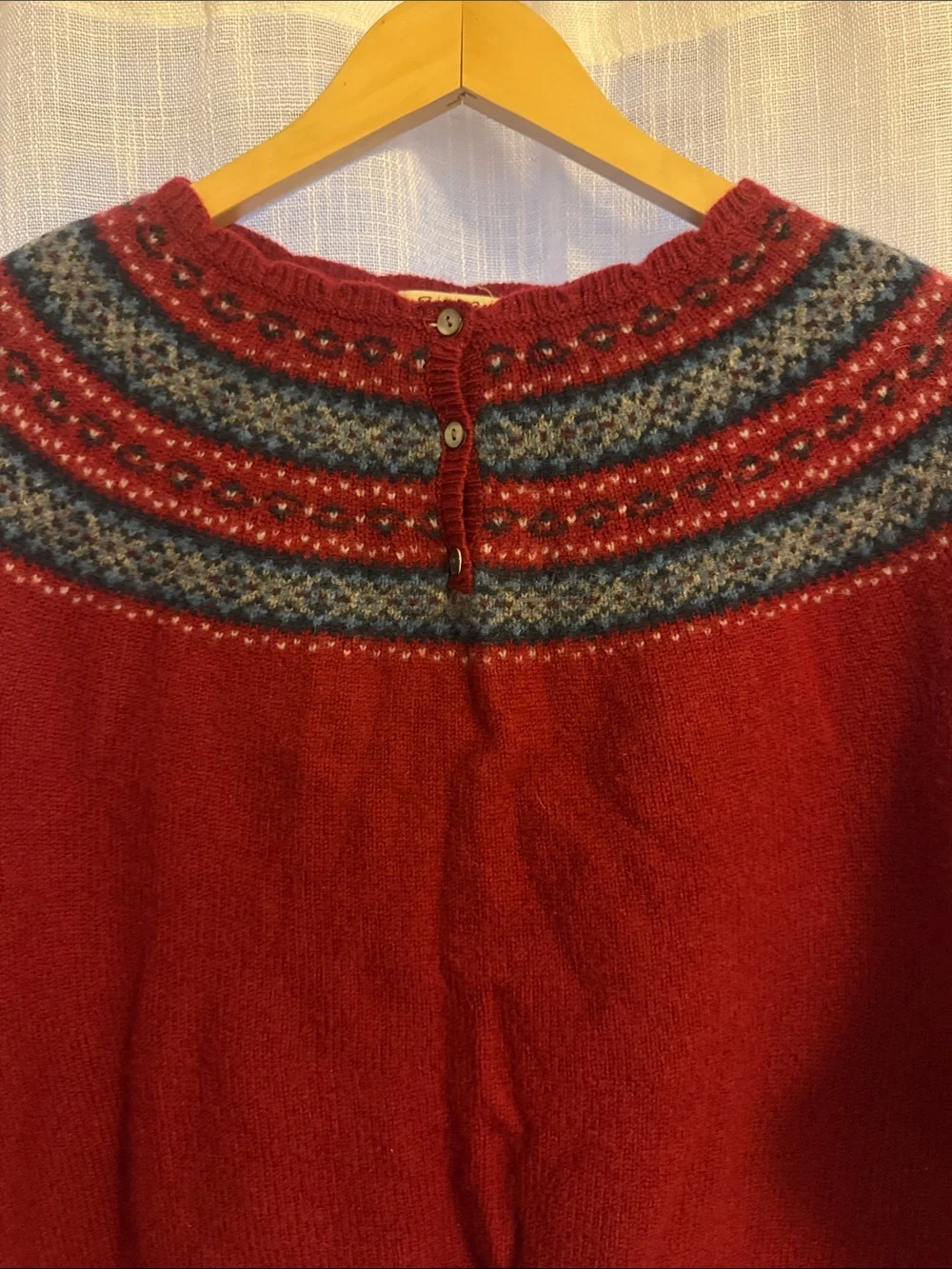 Eddie Bauer 100% Lambs Wool | Women’s Red Fair Isle Yoke Sweater XXL